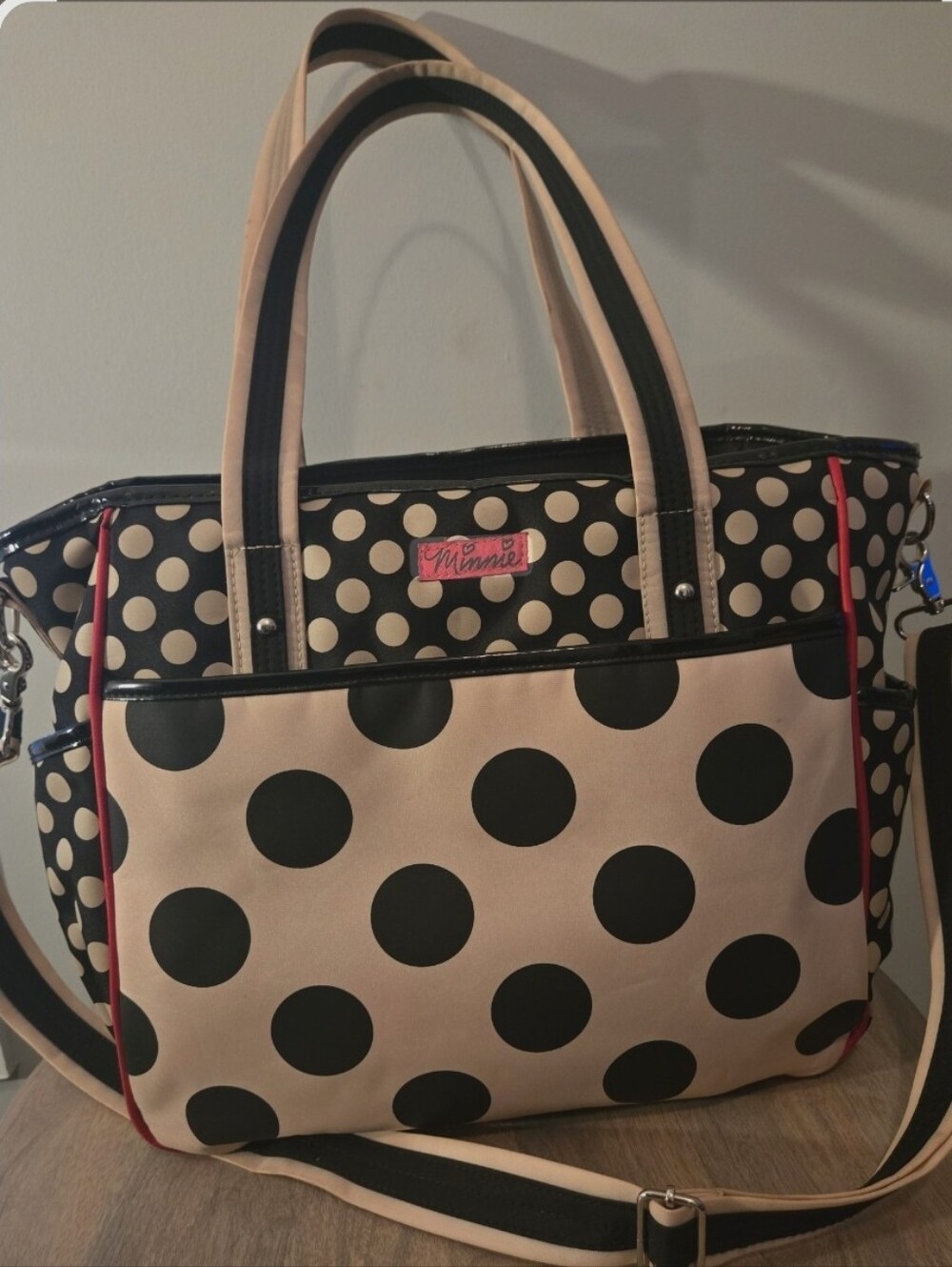 Disney Baby Minnie Mouse Polka Dot Diaper Bag Tote w/ Changing Pad